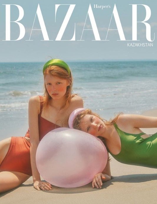 Two Women Wearing Jade Swim in HARPER'S BAZAAR KAZAKHSTAN